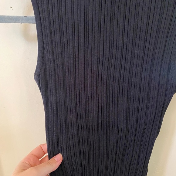 MIOU MOUSE BLACK RIBBED KNITTED SLEEVELESS VISCOSE TOP - Picture 5 of 6